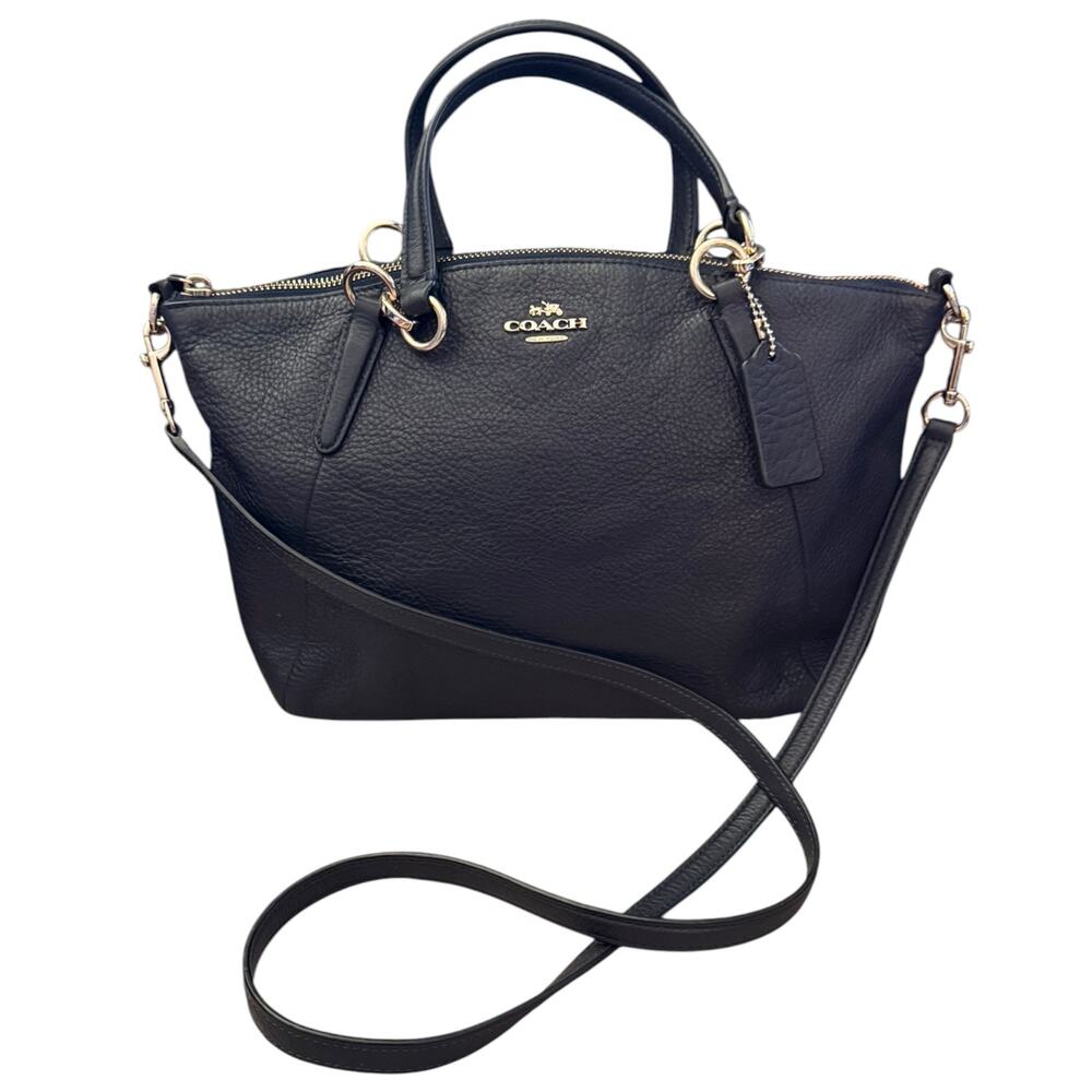 Coach Vintage Kelsey Black Pebbled Leather Satchel Crossbody Purse